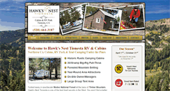 Desktop Screenshot of hawksnestrvcabins.com